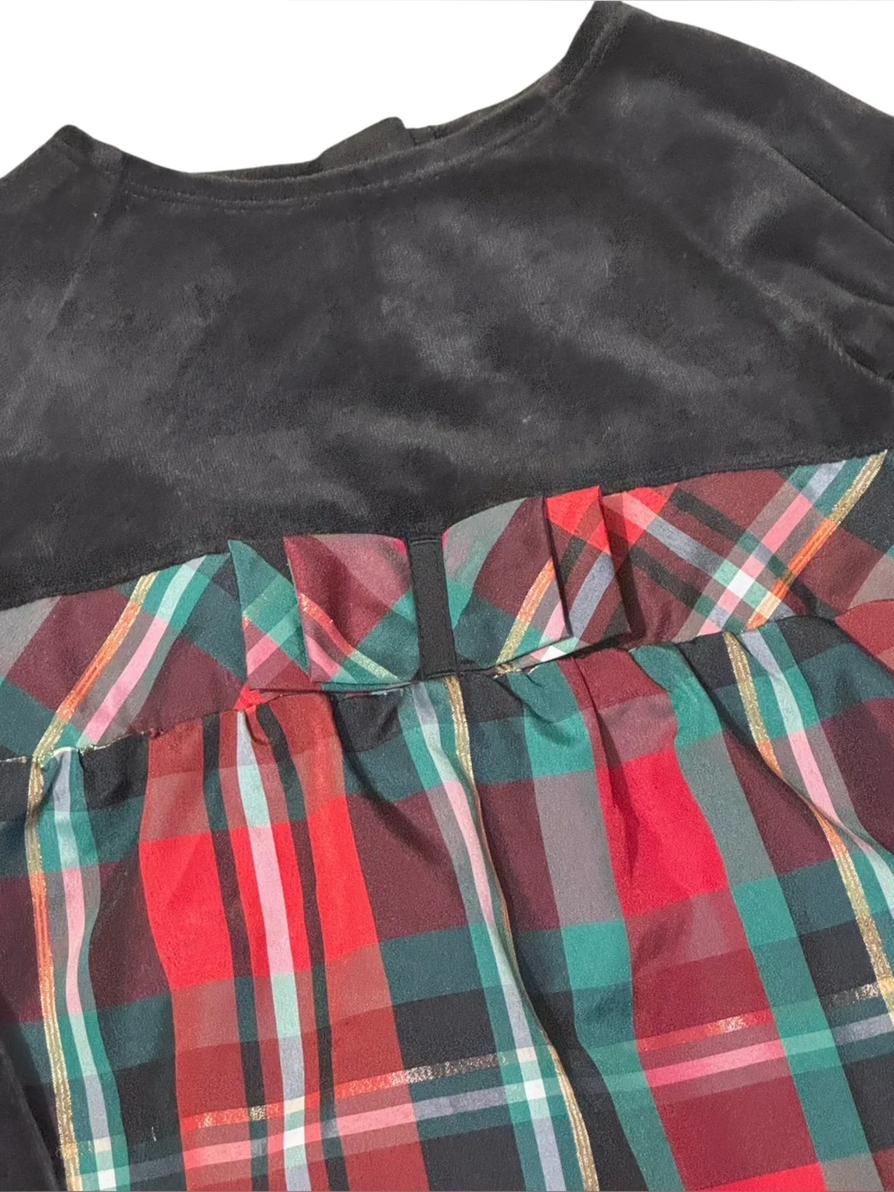 Velvet and Plaid Holiday Dress by Healthtex 3T Black Multi
